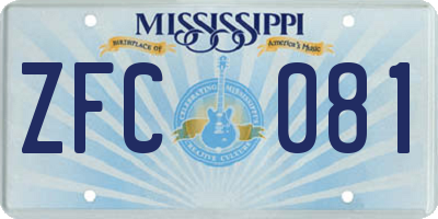 MS license plate ZFC081