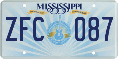 MS license plate ZFC087
