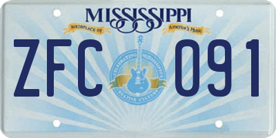 MS license plate ZFC091