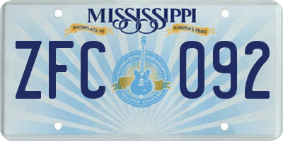 MS license plate ZFC092