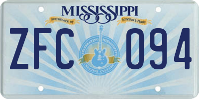 MS license plate ZFC094