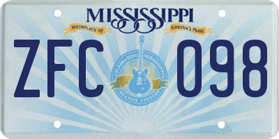 MS license plate ZFC098