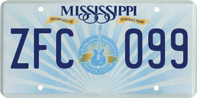 MS license plate ZFC099