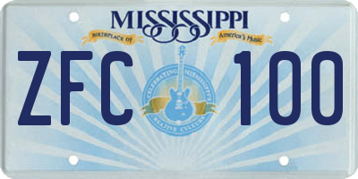 MS license plate ZFC100