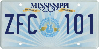 MS license plate ZFC101