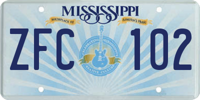 MS license plate ZFC102