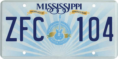 MS license plate ZFC104