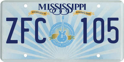 MS license plate ZFC105