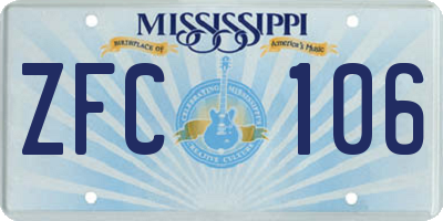 MS license plate ZFC106