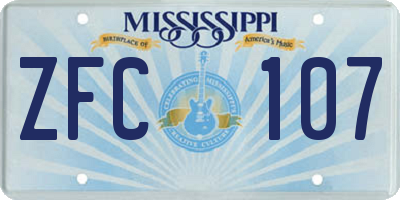 MS license plate ZFC107