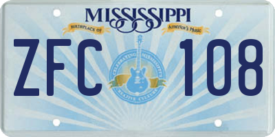 MS license plate ZFC108