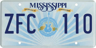 MS license plate ZFC110