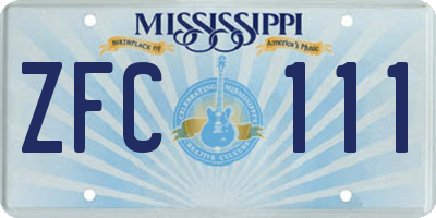 MS license plate ZFC111