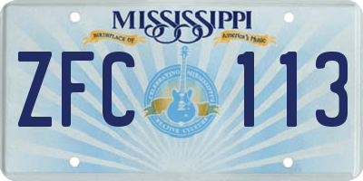 MS license plate ZFC113