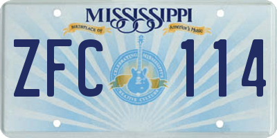 MS license plate ZFC114