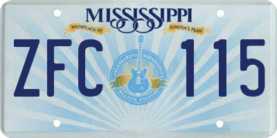 MS license plate ZFC115