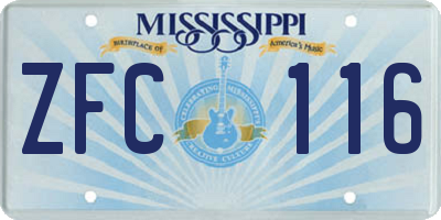 MS license plate ZFC116