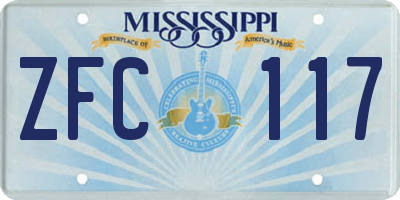MS license plate ZFC117
