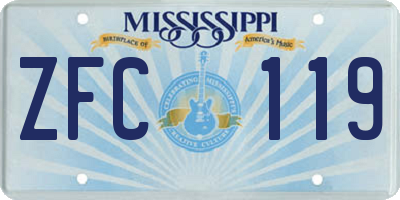 MS license plate ZFC119