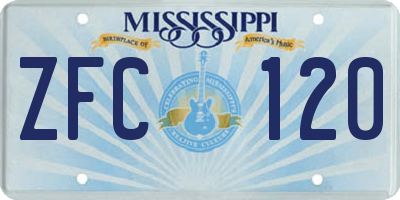 MS license plate ZFC120