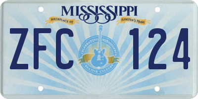 MS license plate ZFC124