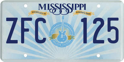 MS license plate ZFC125