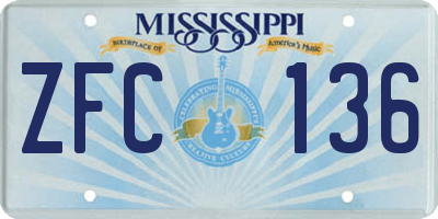 MS license plate ZFC136