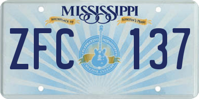 MS license plate ZFC137