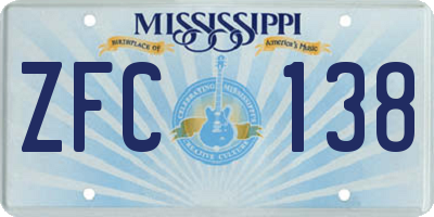 MS license plate ZFC138