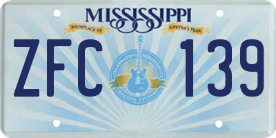 MS license plate ZFC139
