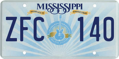 MS license plate ZFC140