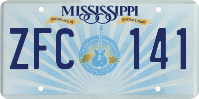 MS license plate ZFC141
