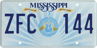 MS license plate ZFC144