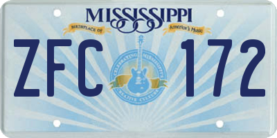 MS license plate ZFC172