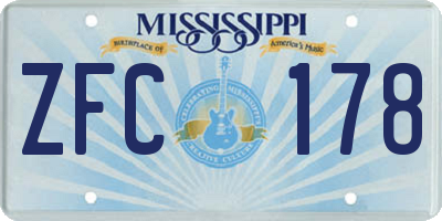 MS license plate ZFC178