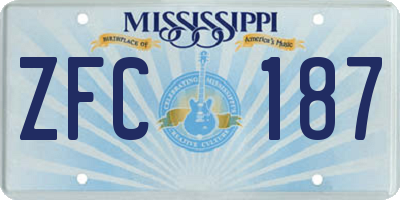 MS license plate ZFC187