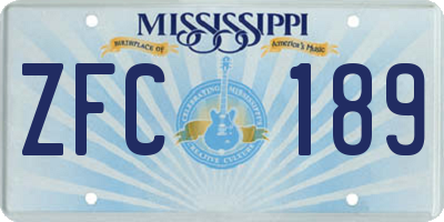 MS license plate ZFC189