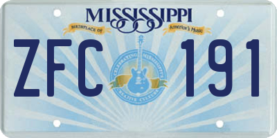 MS license plate ZFC191