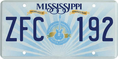 MS license plate ZFC192