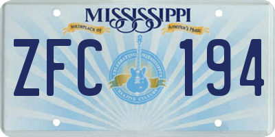 MS license plate ZFC194
