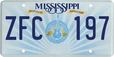 MS license plate ZFC197