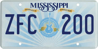 MS license plate ZFC200