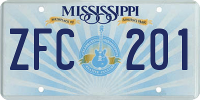 MS license plate ZFC201