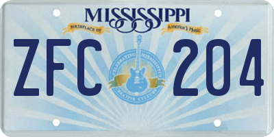 MS license plate ZFC204