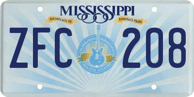 MS license plate ZFC208