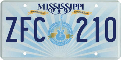 MS license plate ZFC210