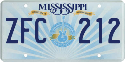 MS license plate ZFC212