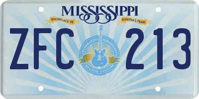 MS license plate ZFC213