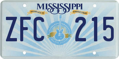 MS license plate ZFC215