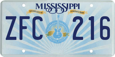 MS license plate ZFC216